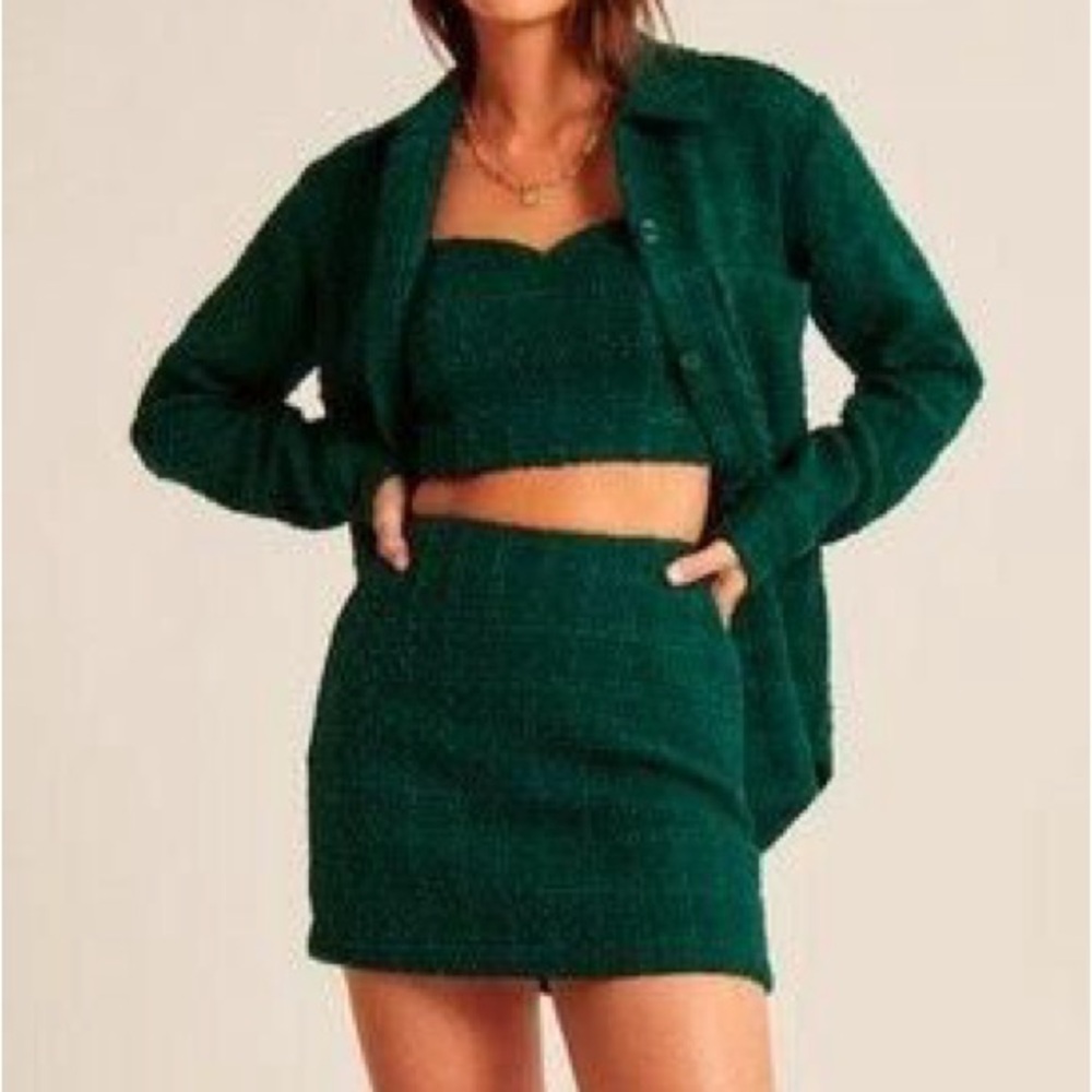 Abercrombie & Fitch Green Tweed Mini Skirt